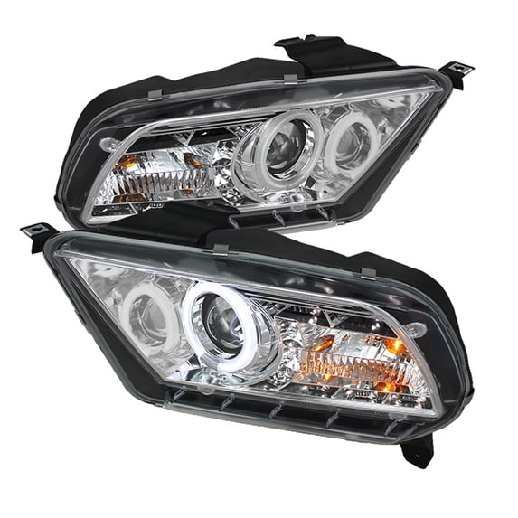 AKKON - For 10-14 Ford Mustang Sport Coupe Chrome CCFL Ring DRL LED Design Projector Headlights Replacement Pair