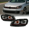 thumbnail image 1 of AKKON - For 10-14 VW GOLF GTI [Red Stripe Dual U-Halo] LED Tube Black Bazel Projector Headlight Pair, 1 of 6