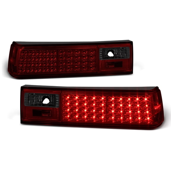 AKKON - For 1987-1993 Mustang GT LX SVT Cobra Red Smoked Full LED Tail Brake Lamp Left Right Pair Replacement