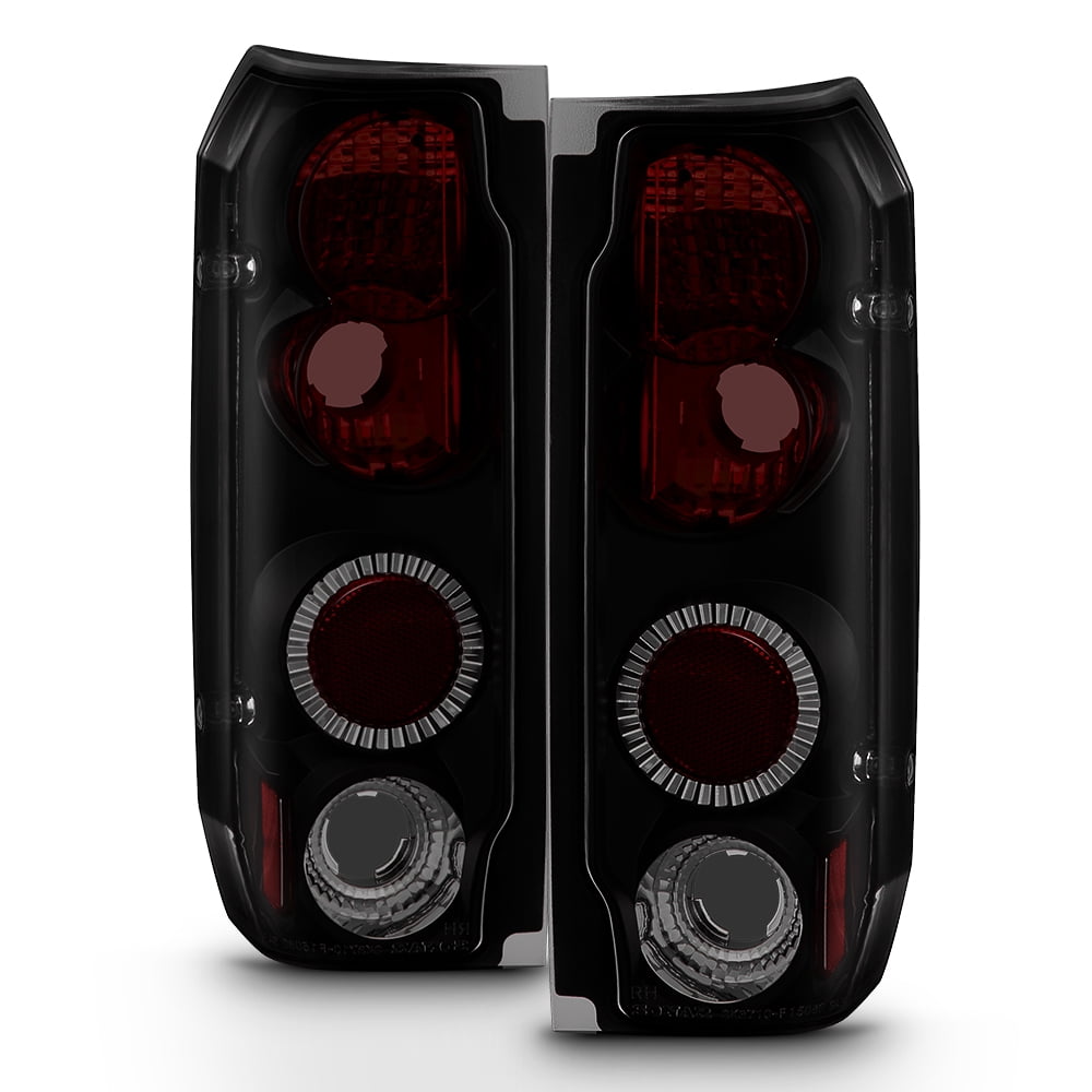 AKKON - For 1989-1996 Ford F150 | F250 | Bronco Pickup Truck Black Smoked Tail Lights Lamps Left + Right Pair