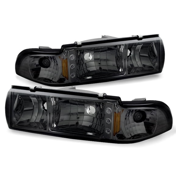 AKKON - For 1991-1996 Chevy Impala Caprice Replacement Smoke 1 Piece LED Headlights/Corner Signal Lamps Left + Right