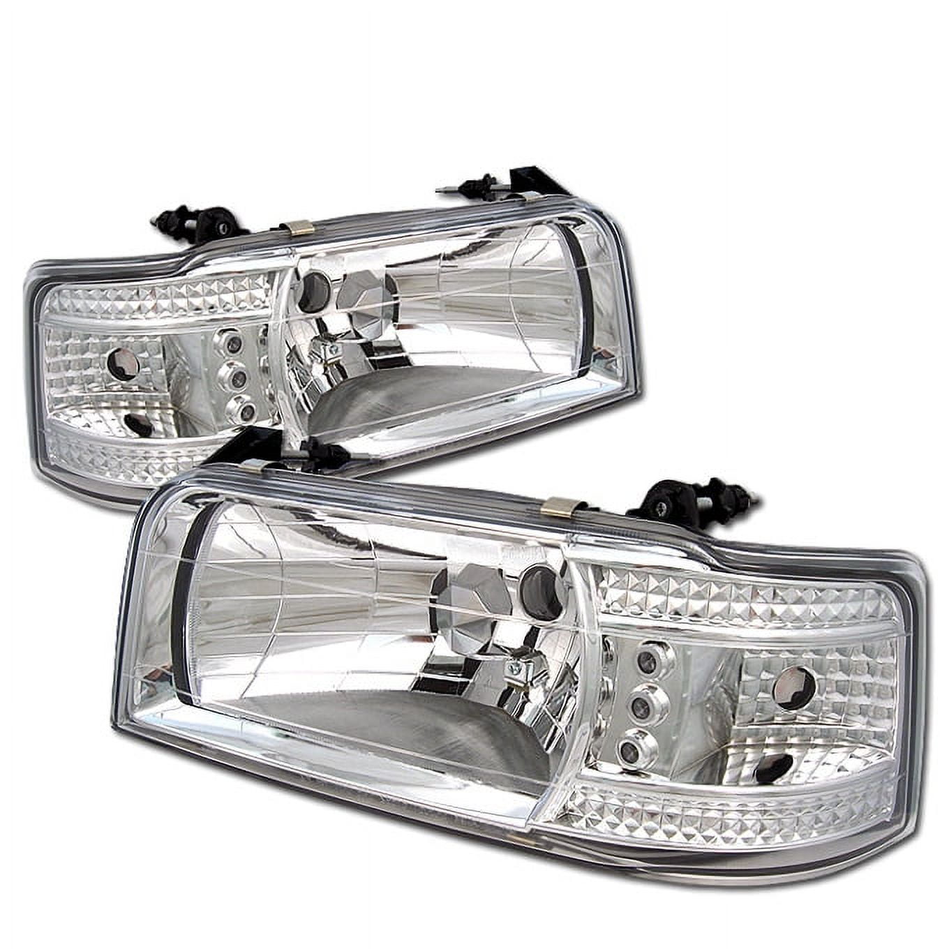 AKKON - For 1992-1996 Ford Bronco F150 F250 F350 LED Chrome Headlights W/Built In Corner Signal Lights Lamp