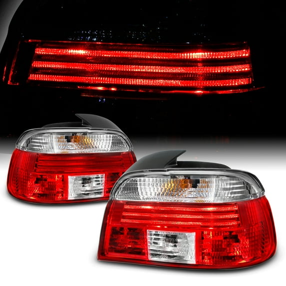 AKKON - For 1997-2000 BMW 5-Series E39 Red Clear Lens Tail Brake light Assembly Driver and Passenger Side