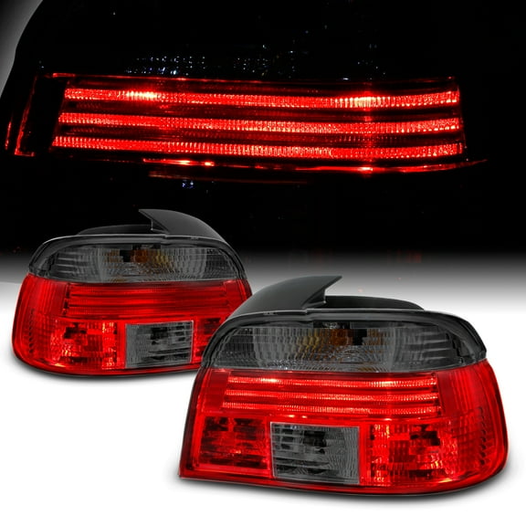 AKKON - For 1997-2000 BMW 5-Series E39 Sedan Model Red Smoked Tail Brake light Assembly Driver and Passenger Side Pair