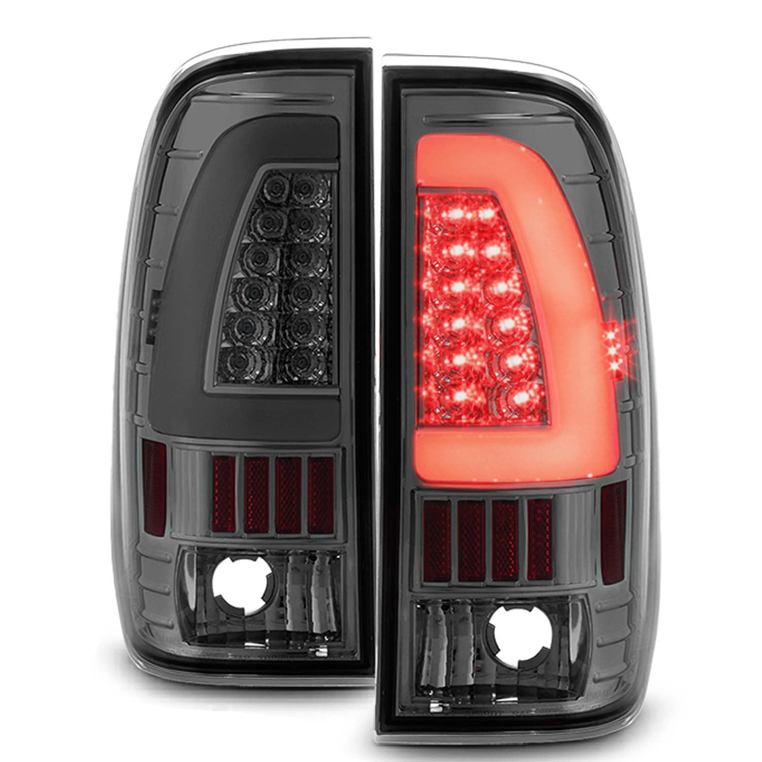 Buy 97-03 FORD F-150 99-07 SUPERDUTY SERIES PICKUP BLACK LED TAIL BRAKE LIGHTS LAMPS In Rowland