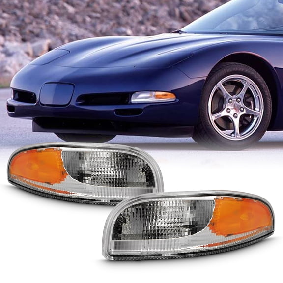 AKKON - For 1997-2004 Chevrolet Corvette Driver + Passenger Replacement Bumper Signal Parking Lights Lamps Pair