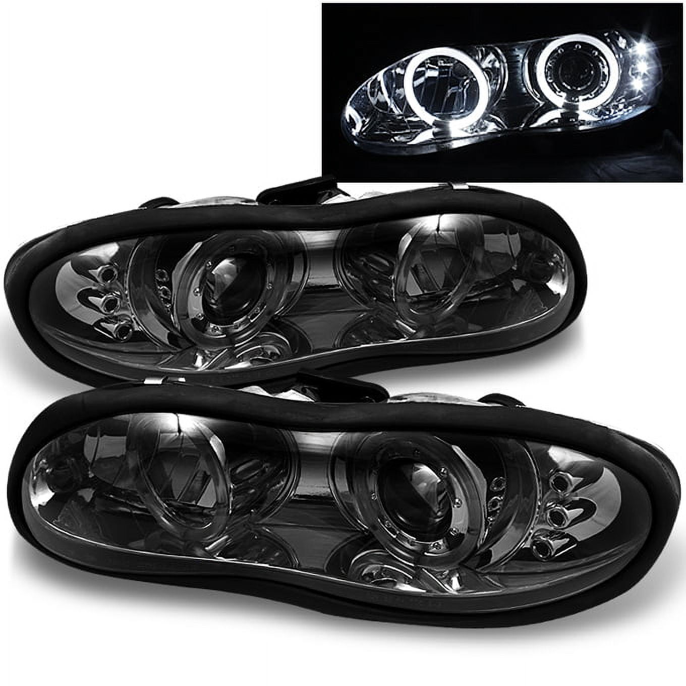 Chevy 98-02 Camaro LED Halo Glossy Black Projector Headlights Smoke Head Lamps e Chevy 98-02 Camaro LED Halo Glossy Black Projector Headlights Smoke Head Lamps e