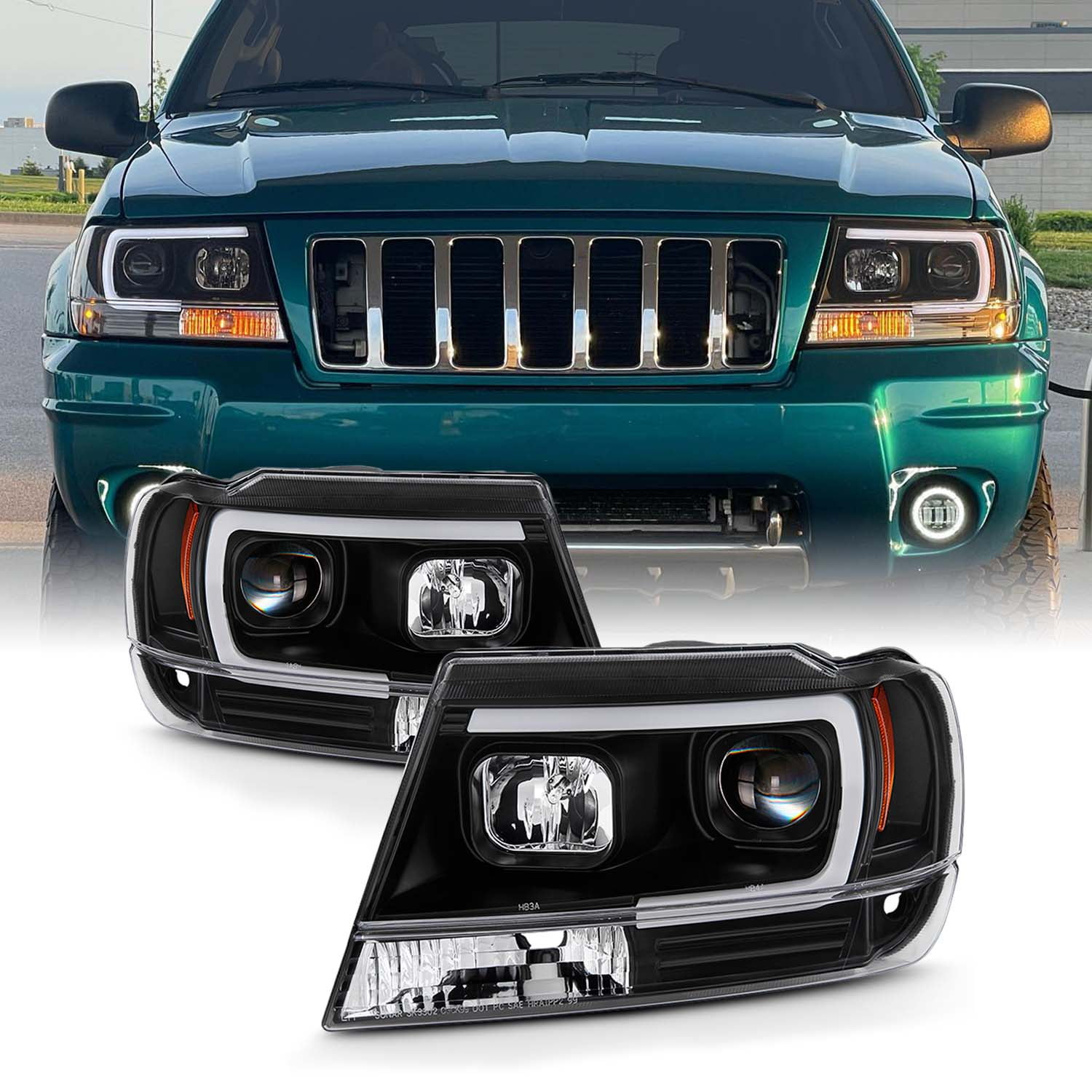 AKKON For 199904 Jeep Grand Cherokee Full LED Daytime Running Lamp