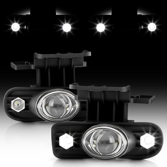 AKKON - For 1999-2002 Silverado 2000-2006 Suburban Tahoe Halo Projector Fog Lights w/LED Bulb + Wiring + Switch