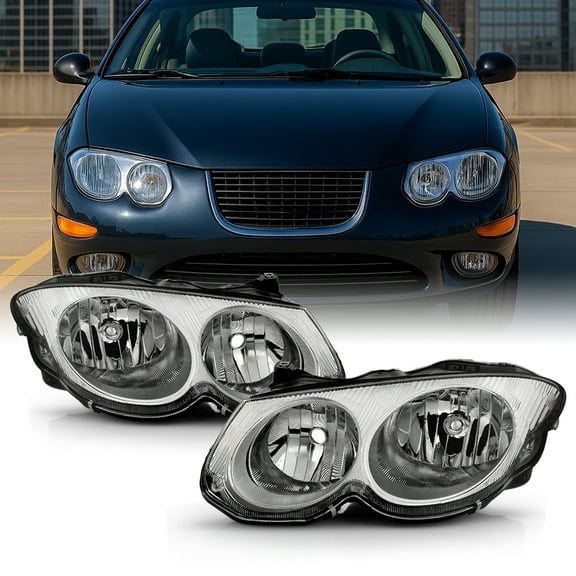 AKKON - For 1999-2004 Chrysler 300M OE Replacement Chrome Bezel Headlights Driver/Passenger Head Lamps Pair New