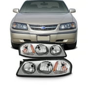 AKKON - For 2000 2001 2002 2003 2004 2005 Chevy Impala Headlights Front Lamps Directly Replacement Left + Right