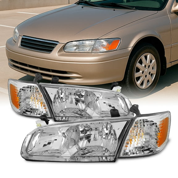 AKKON - For 2000 2001 Toyota Camry OE Style Chrome Housing Headlights Lamp Assembly Replacement