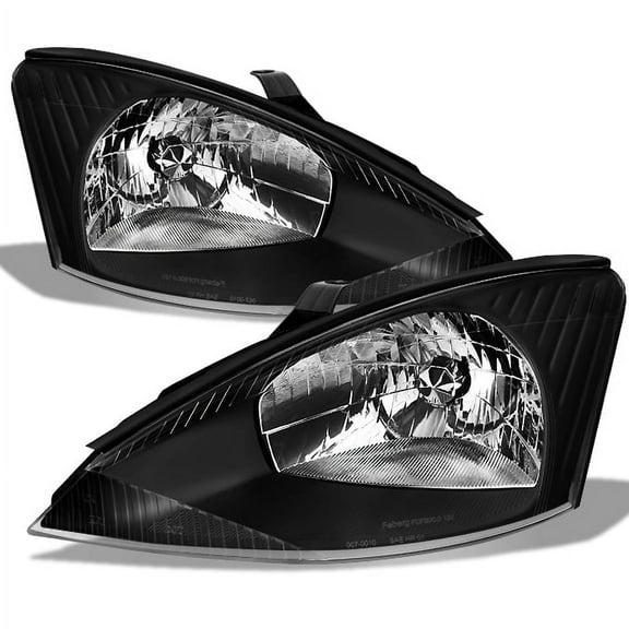 AKKON - For 2000-2004 Ford Focus Left Driver + Right Passenger Replacement Black Head Lights Assembly Set Pair