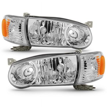 For 2001-2002 Toyota Corolla Sedan: Black Housing Headlights + Clear Corners (4-Piece Set) – JDM Style, DOT/SAE