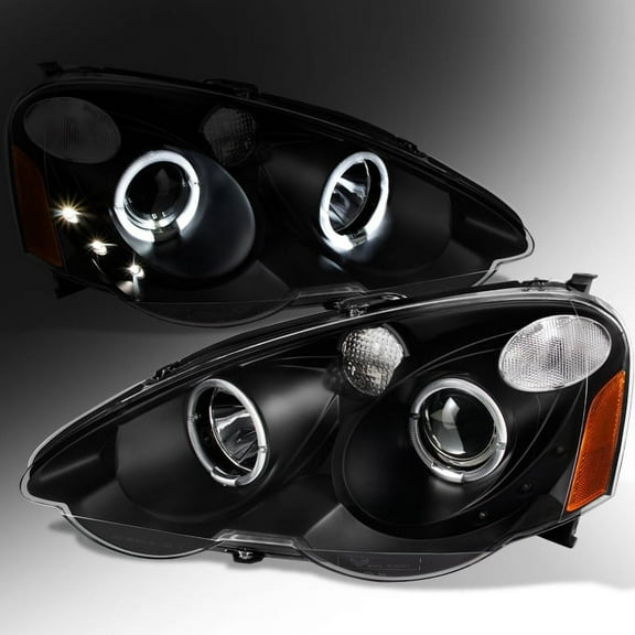 AKKON - For 2002 2003 2004 Acura RSX Interga DC5 Left + Right Black Halo Projector Headlights Lamps Assembly Set