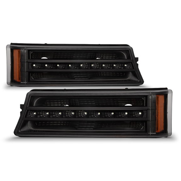 AKKON - For 2003-2006 Chevy Silverado Avalanche 1500 2500 3500 Amber Black LED Bumper Turn Signal Lights Pair