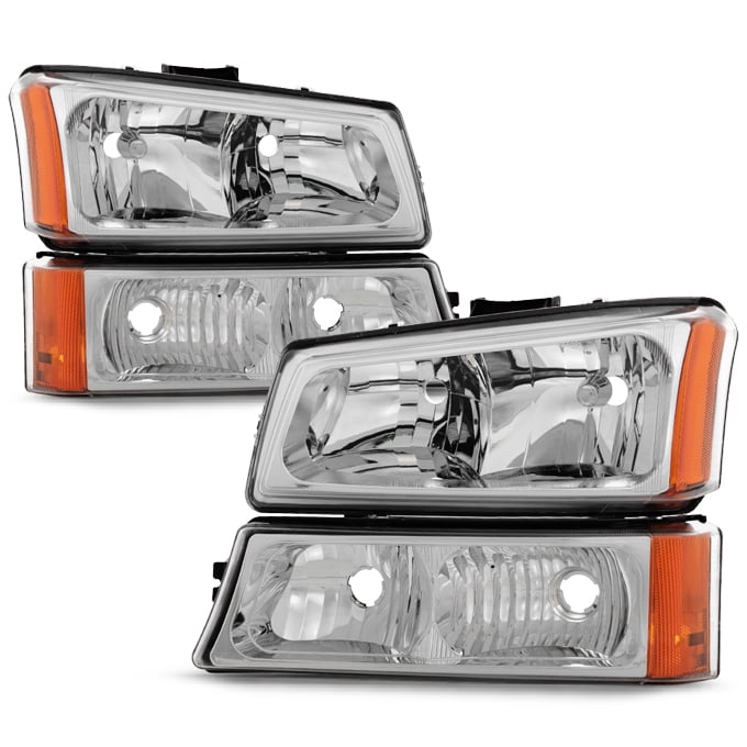 AKKON - For 2003-2006 Chevy Silverado Avalanche OE Replacement Chrome Headlights Driver+Passenger Head Lamps Pair