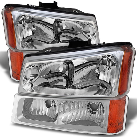 AKKON - For 2003-2006 Silverado Avalanche (without body cladding) Headlights +Bumper Signal Lights Left+Right Replacement