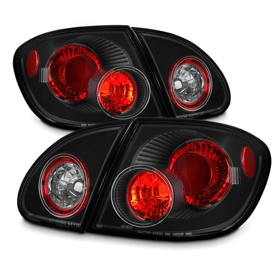 AKKON - For 2003-2008 Toyota Corolla Black Altezza Tail Lights Rear Brake Lamp w/Trunk Piece 4Pcs