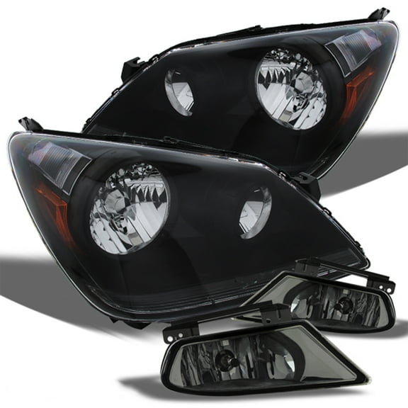 AKKON - For 2005 2006 2007 Odyssey Black Bezel Headlights Replacement + Smoked Fog Light w/Switch Pair Left + Right