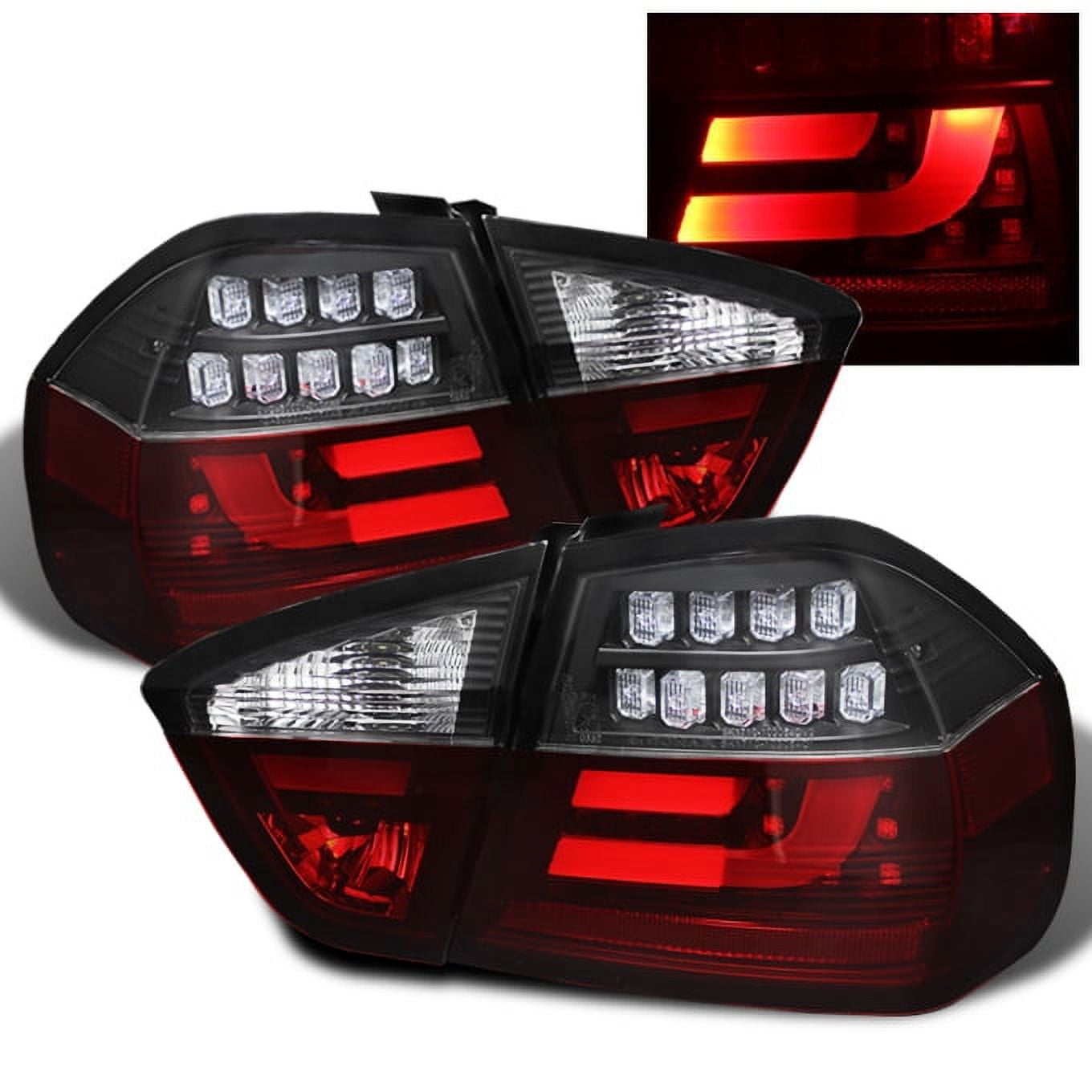 Spec-D Tuning Black LED Tube Tail Lights Compatible with 2005-2008 