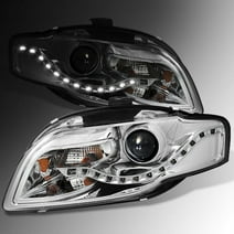 AKKON - For 2006-2008 Audi A4 4 Door Sedan Wagon DRL LED Projector Halogen Type Headlights Replacement Pair