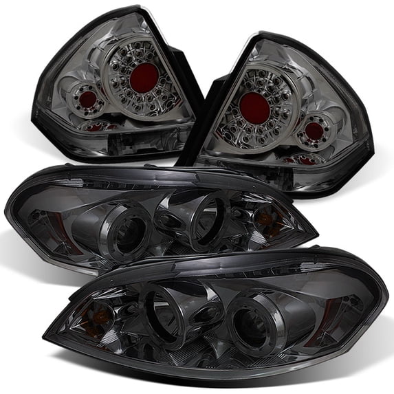 AKKON - For 2006-2013 Chevy Impala Smoked LED Projector Headlights+ Smoked LED Tail Lights Lamp
