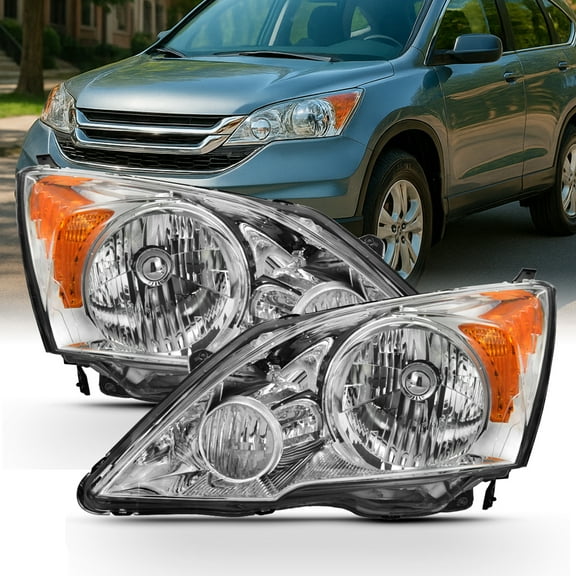 AKKON - For 2007-11 Honda CR-V Driver + Passdenger Sides Headlight Assembly Chrome Houing Clear Lens Full Set