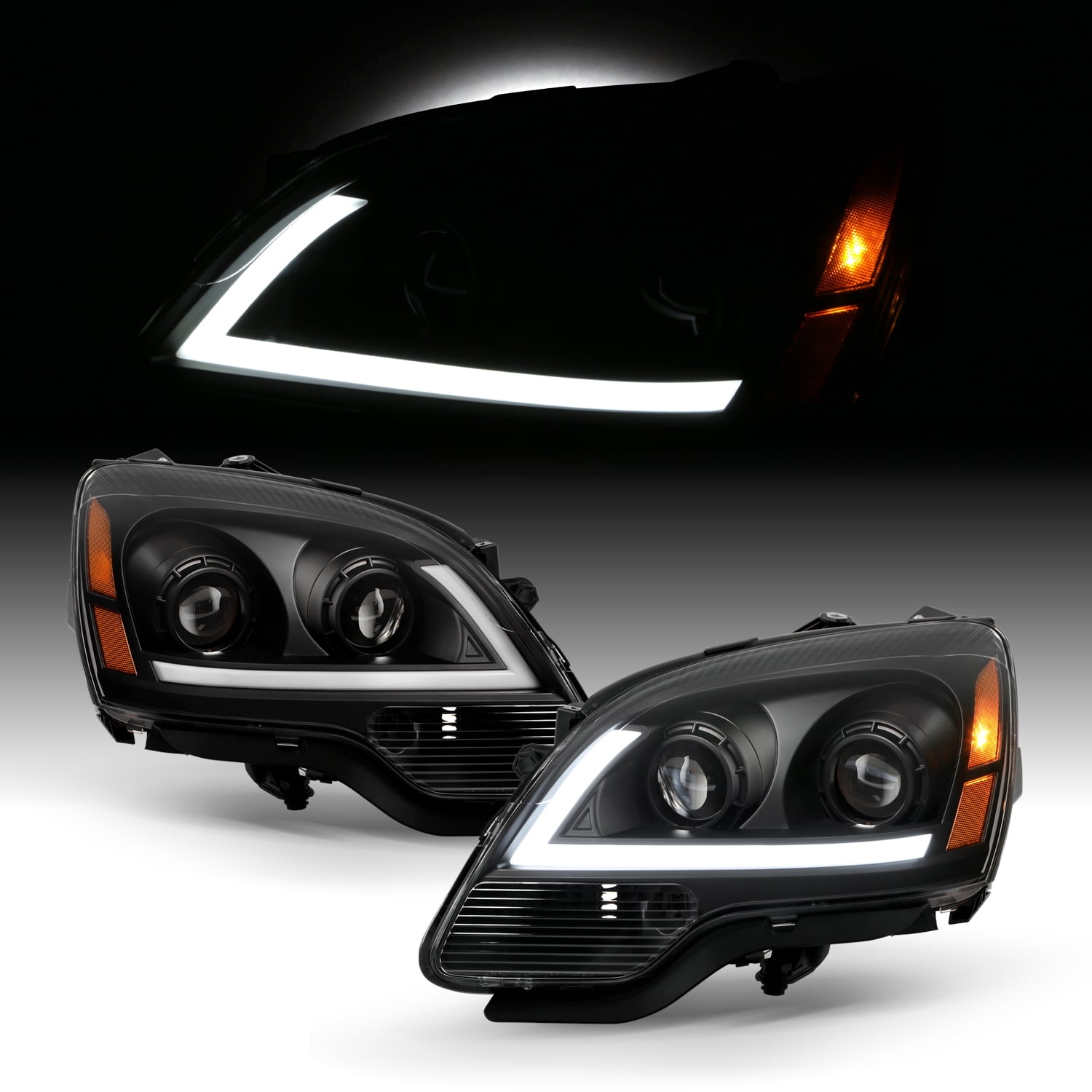 AKKON For 20072012 GMC Acadia Upgraded LED Light Tube Projector Headlights Housing Black