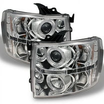 AKKON - For 2007-2013 14 Silverado 1500/ 2500HD/ 3500HD Pickup Chrome Clear [Dual Halo Ring] LED Projector Headlights LH RH Pair