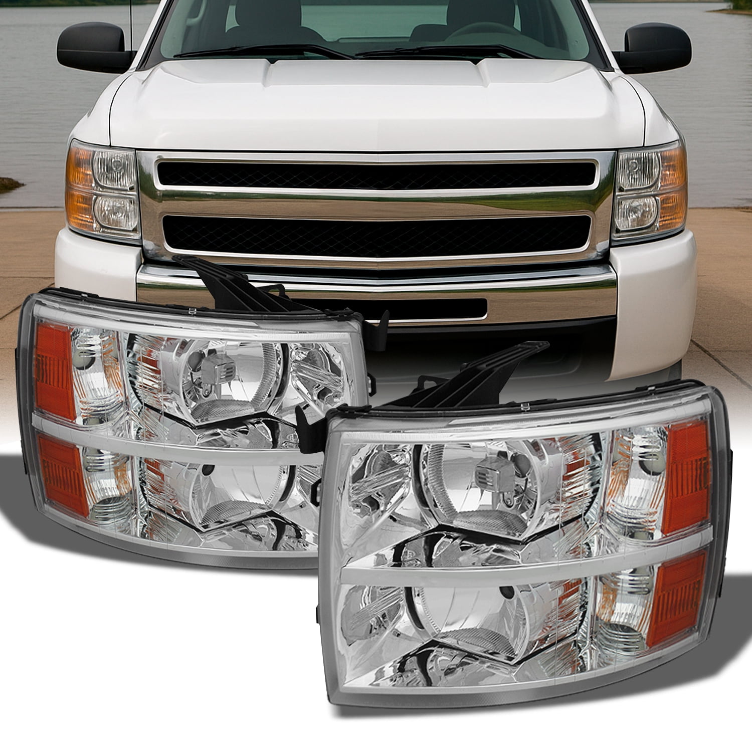 AKKON - For 2007-2013 2014 Chevy Silverado Replacement Headlights Driver/ Passenger Head Lamps Pair Replacement