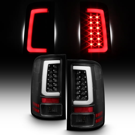 AKKON - For 2007-2013 GMC Sierra 1500 2500 3500 HeavyDuty Tube LED Black Tail Lights Lamps Pair Left+Right