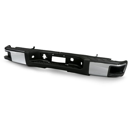 AKKON - For 2007-2013 GMC Sierra 1500 Chevy Silverado 1500 OE Steel Rear Bumper + Brackets + Step Pad Set