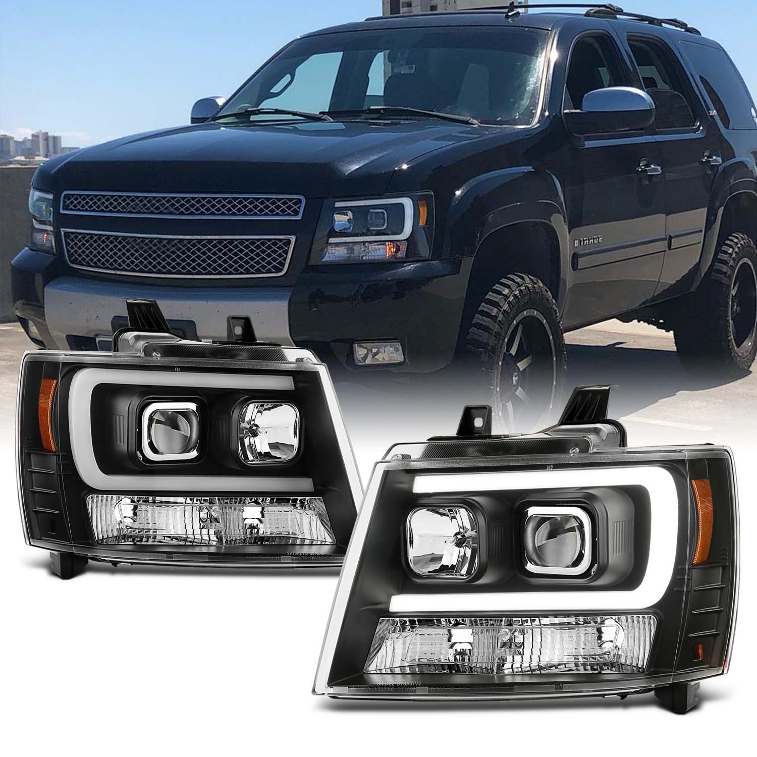 LEDKINGDOMUS Black LED DRL Headlights Assembly For 20072014 Chevy