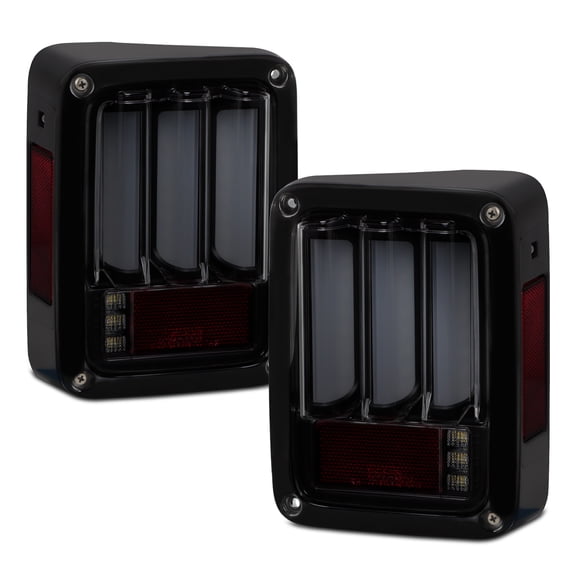 AKKON - For 2007-2018 Jeep Wrangler JK Sequential Signal LED Tail Lights Lamps Assembly - Black Smoked