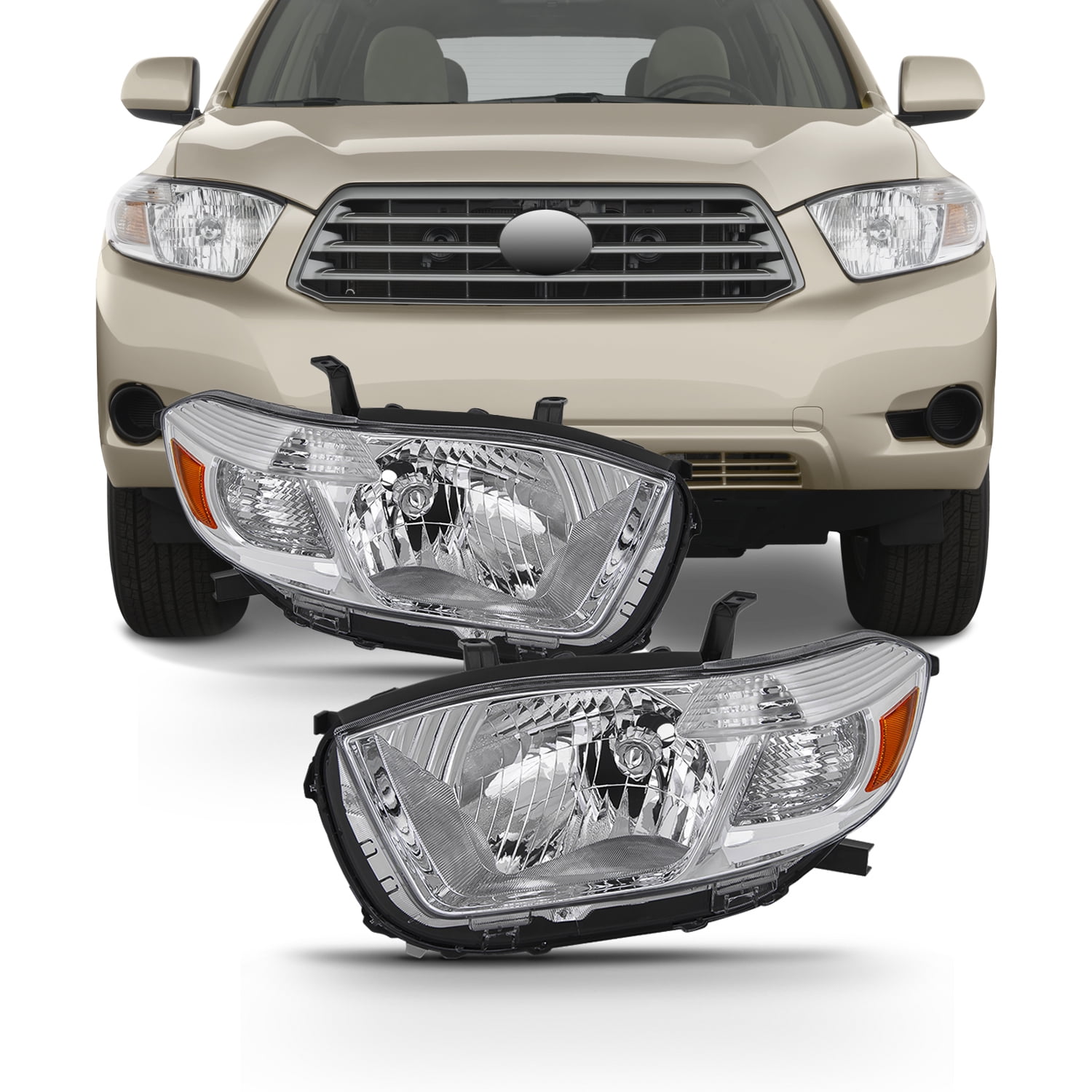 AKKON - For 2008 2009 2010 Toyota Highlander Headlights Pair Driver ...
