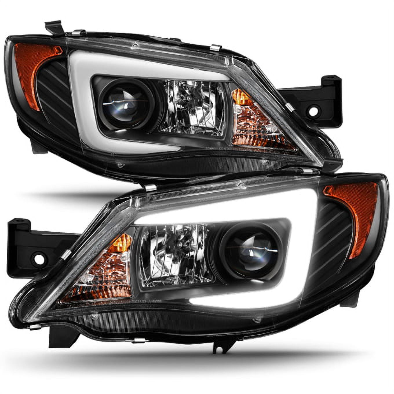 AKKON - For 2008-2014 Subaru Impreza WRX STI [HID Type] LED DRL Tube Black  Bazel Projector Headlights LH+RH Pair