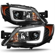 AKKON - For 2008-2014 Subaru Impreza WRX STI [HID Type] LED DRL Tube Black Bazel Projector Headlights LH+RH Pair