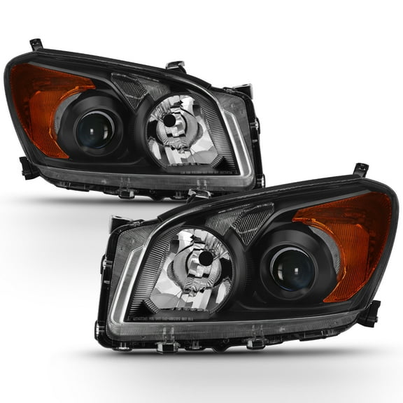 AKKON - For 2009 2010 2011 2012 Toyota RAV4 Black Headlights Lamps Front Driver Left+ Passenger Right Side Pair