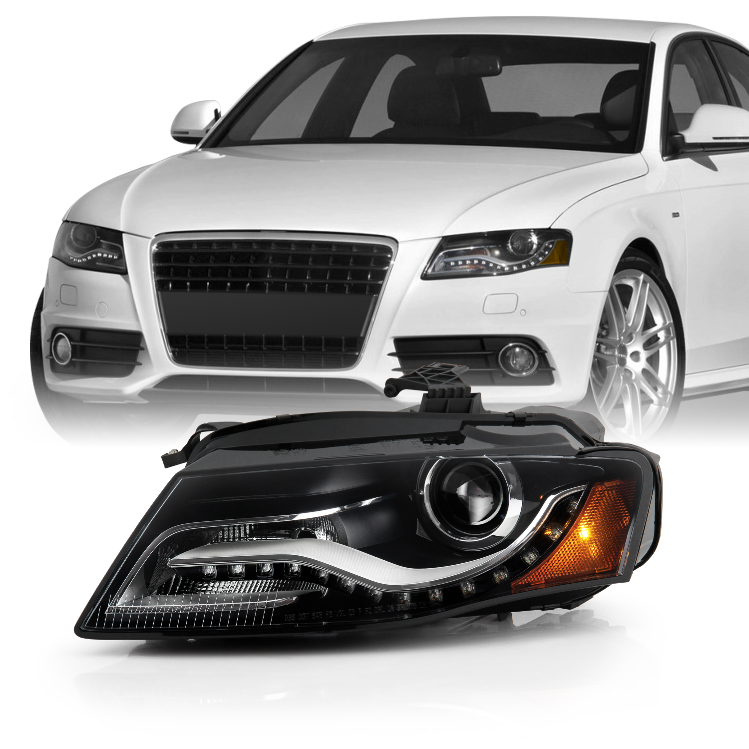 AKKON - For 2009-2011 Audi A4 HID Xenon OE Projector LED Headlights  Replacement - Driver Left Side