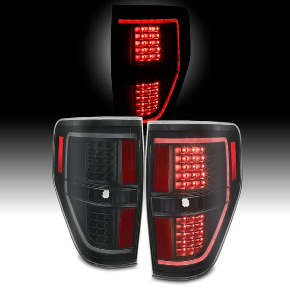 AKKON - For 2009-2014 Ford F150 Pickup Truck Full LED Black Bezel Tail Brake Lights Lamp Left + Right
