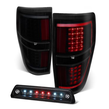 Spec-D Tuning Jet Black LED Tube Tail Lights For 2009-2014 Ford F150 – L+R Pair – DOT/SAE
