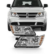 AKKON - For 2009-2020 Dodge Journey Driver + Passenger Headlight Assembly Chrome Housing Clear Lens Full Set