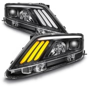 AKKON - For 2010-12 Ford Fusion LED Daytime Running Lamp Strip Projector Headlights w/Sequential Turn Signal Black Housing Set