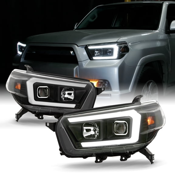 AKKON - For 2010-2013 Toyota 4Runner LED Light Bar Projector Headlights Housing Assembly  - Black