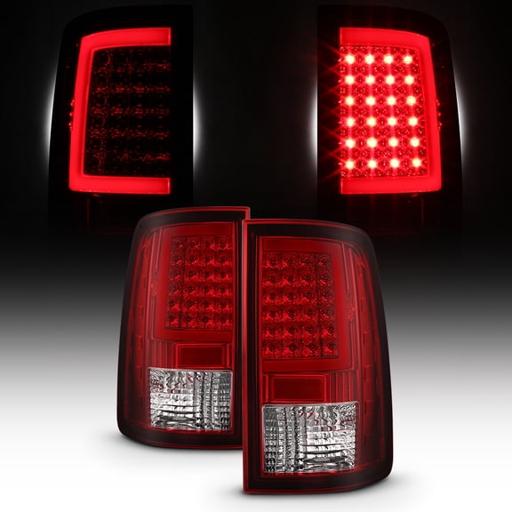 AKKON - For 2013-18 Dodge Ram [Stock LED Model Only] Full LED Daytime Running Lamp Strip Tail Lights Red Housing