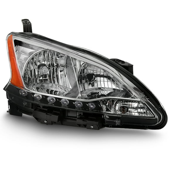 AKKON - For 2013-2015 Sentra LED Daytime Running Lamp Strip Passenger Side Only Headlight Chrome Housing Clear Lens