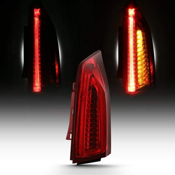 AKKON - For 2013-2018 Cadillac ATS Full LED Daytime Running Lamp Strip Passenger Side Tail Light Chrome Housing Red Clear Lens