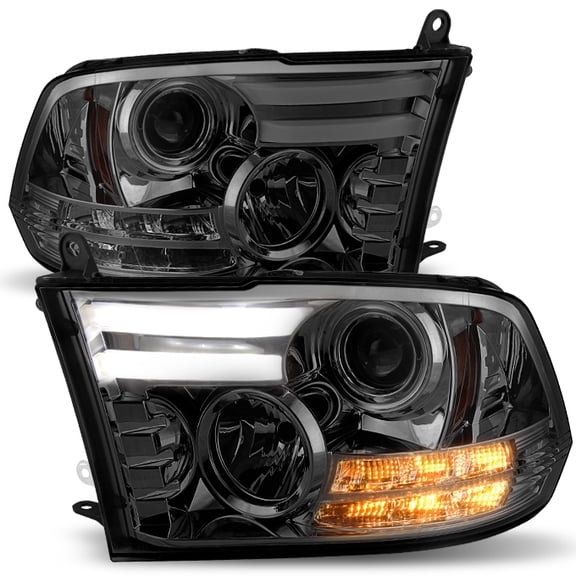 AKKON - For 2013-2018 Dodge Ram 1500/2500/3500 Dual LED DRL Tube + Turn Signal Projector Headlights Lamps