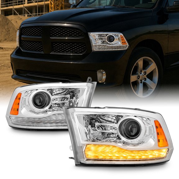 AKKON - For 2013-2018 RAM 1500 2500 3500 OE Replacement Chrome LED Projector Headlights Left+Right Pair Set